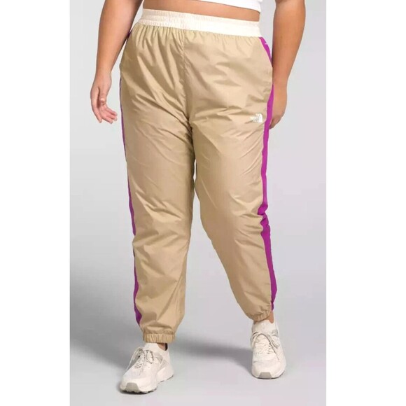 The North Face Jogger Pants Women's Plus 3X Hydrenaline Khaki Purple Windbreaker - Picture 3 of 13